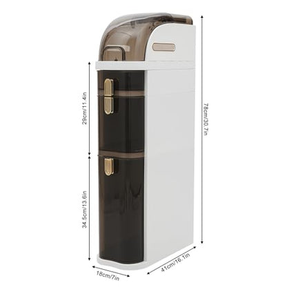 3-Tiers Bathroom Storage Cabinet Slim Bathroom Storage Cabinet with 4 Wheels Narrow Bathroom Storage Cabinets Bathroom Floor Cabinets for Bathroom, Small Spaces, Kitchen, Laundry - size: 16.1*7*30.7in-3 tiers