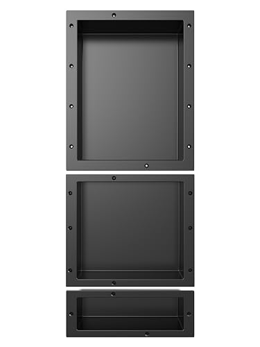 Shower Niche SMC Material 40(20+14+6) X16in Niche for Shower Wall Shower Niches Ready for Tile Shower Niche Shelf Black
