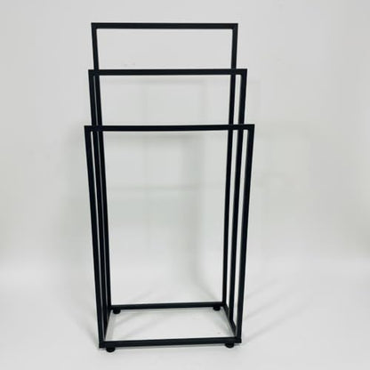 Metal Free Standing Towel Rack 3 Tiers Hand Towel Holder Organizer for Bathroom, Floor Outdoor Standing Towels Drying Rack for Poolside Black