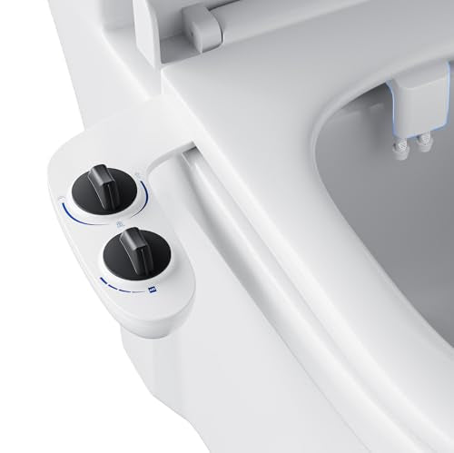 Smart Bidet Seat Non-Electric, Ultra-Thin Dual Nozzle, Hot and Cold Water Front Rear Wash with Adjustable Pressure, Easy Installation - color: Black, style: Knob