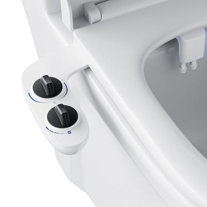 Smart Bidet Seat Non-Electric, Ultra-Thin Dual Nozzle, Hot and Cold Water Front Rear Wash with Adjustable Pressure, Easy Installation - color: Black, style: Knob