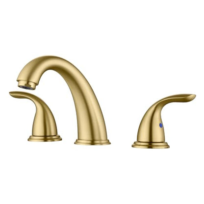 sumerain 8 Inch Widespread Bathroom Faucet 3 Hole 2 Handle Bath Faucet Brushed Gold - color: Brushed Gold