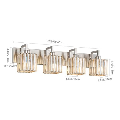 Modern Bathroom Vanity Light 4-Lights Brushed Nickel Vanity Light Crystal Wall Light Bathroom Light Fixtures - color: Nickel Crooked, size: 4-light