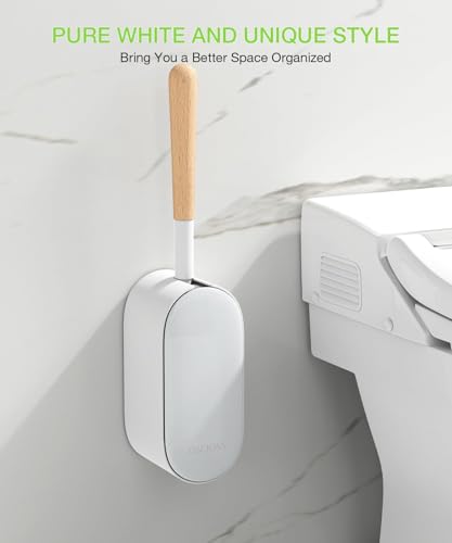 OSCIOSS Bamboo Toilet Brush Set, 2 Pack with Ergonomic Design, Compact Size, Durable Bristles, Wooden Holder for Bathroom Cleaning - color: Natural, size: 2 Pack