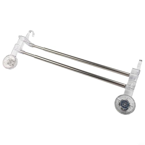 Adjustable Suction Cup Double Towel Bar Holder with 19-31 Inch Extendable Length, No Drilling Wall Mount for Shower Bathroom or Kitchen, Rack for Towels Washcloths and Accessories(Transparent)
