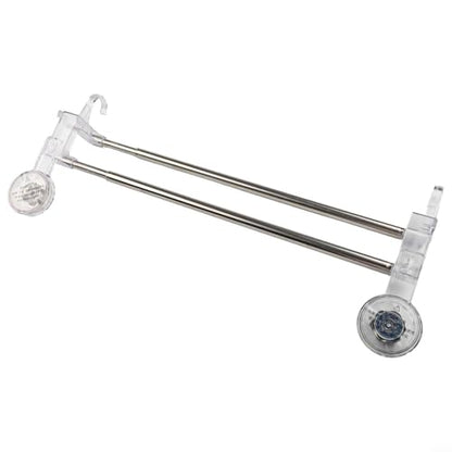 Adjustable Suction Cup Double Towel Bar Holder with 19-31 Inch Extendable Length, No Drilling Wall Mount for Shower Bathroom or Kitchen, Rack for Towels Washcloths and Accessories(Transparent)