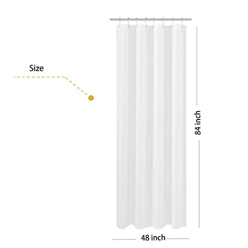 N&Y HOME Fabric Shower Curtain Liner Extra Long Stall Size 48x84, White | Hotel Quality, Bottom Magnets, Machine Washable, Water Repellent, 48 x 84 inches Bathroom Curtain with Grommets - color: White, size: 48"W x 84"L (Pack of 1)