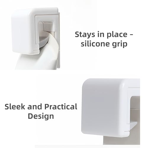 4-Pack Toothpaste Holder Wall Mounted, Plastic Tube Holders Clip for Shower | JM.JEEMI Tooth Paste Organizer Holder for Bathroom, Gripper for Face Cream Tubes c/w 1 Tube Squeezer - White, Small - size: Small_RT