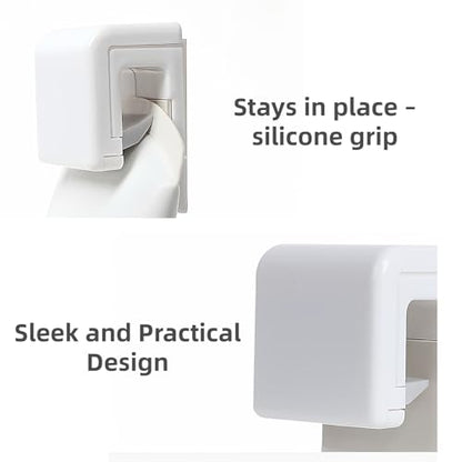 4-Pack Toothpaste Holder Wall Mounted, Plastic Tube Holders Clip for Shower | JM.JEEMI Tooth Paste Organizer Holder for Bathroom, Gripper for Face Cream Tubes c/w 1 Tube Squeezer - White, Small - size: Small_RT