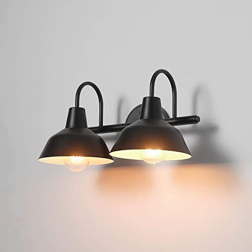 Globe Electric 63000004 3-Piece Bathroom Set, Matte Black, 15.5" 2-Light Vanity Light, Towel Ring, Toilet Paper Holder, Bulb Not Included - color: Matte Black, Brooklyn (3-Piece)
