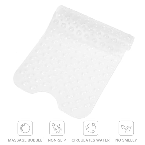 Wirhao Bathtub Mat Non Slip Shower Mat 39×16 Inches Bath Mat for Tub Machine Washable Tub Mat Large for Bathroom with Suction Cups and Drain Holes Clear - color: Clear