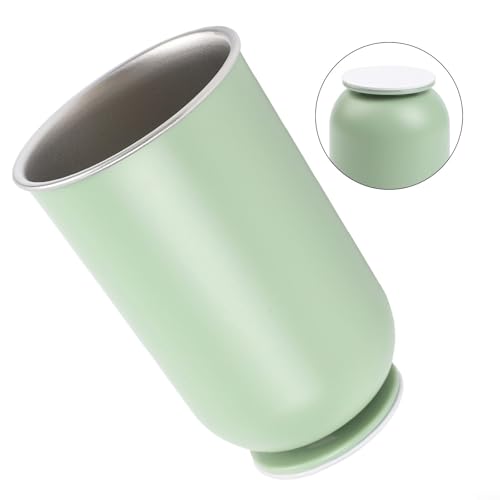 Magnetic Stainless Steel Toothbrush Cup, 304 Rustproof Hanging Mouthwash Holder With No Drill Wall Mount Inverted Design For Water Drainage & Hygienic Storage Space Saving Rinse Cup(Green)