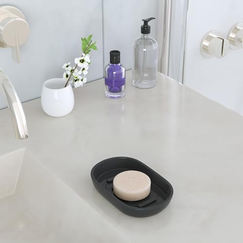 Bathroom Soap Dishes, Not Plastic！White Soap Dishes for Bar Soap, Bamboo Soap Dishes Holder for Bathroom Shower, Bathroom Sink Soap Dish (Black) - color: Black2.0