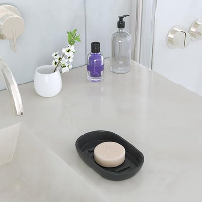 Bathroom Soap Dishes, Not Plastic！White Soap Dishes for Bar Soap, Bamboo Soap Dishes Holder for Bathroom Shower, Bathroom Sink Soap Dish (Black) - color: Black2.0