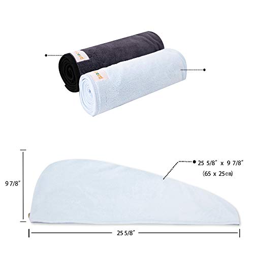 M-bestl 2 Pack Hair Drying Towels, Hair Towel Wrap,Absorbent Microfiber Hair Towel Turban with Button Design to Dry Hair More Quicker(Blue&Dark Gray) - color: Blue&dark Gray