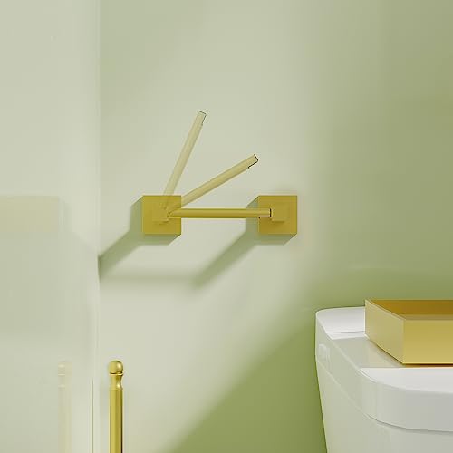 RUACQ Brushed Gold Toilet Paper Holder & Towel Ring, Bathroom Accessories | 2-Piece Bathroom Hardware Set, Pivoting Tissue Roll Holder, Hand Towel Ring, Square Base, 304 Stainless Steel, Wall Mounted - color: Brushed Gold, size: 2pcs