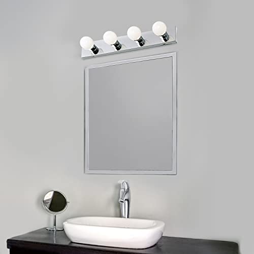 Design House Vanity Lighting, Steel Construction, 4 Vanity Lights, Dimmable, Uses Four 60W Bulbs, Polished Chrome, 24.0 in. W x 4.3 in. H x 2.0 in. D, 500892 - color: Polished Chrome