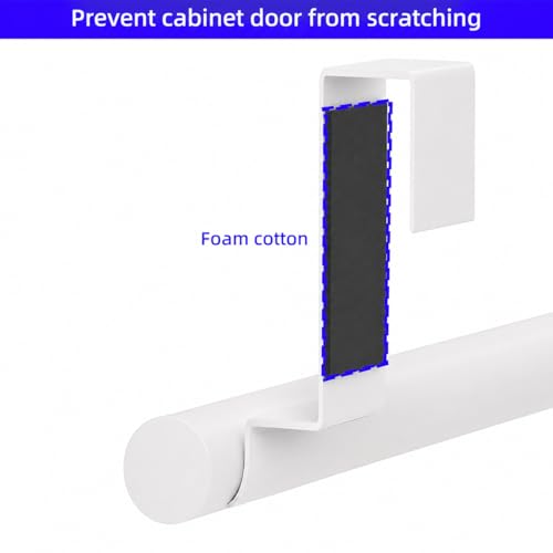 Cabinet Door Towel Bar, Kitchen Towel Holder, White 2 Pack | Extended Anti-Slip Arm, EVA Scratch Guard Pads, No-Drill Install, Stainless Steel Dish Towel Holder, Kitchen Towel Rack - color: White