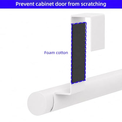 Cabinet Door Towel Bar, Kitchen Towel Holder, White 2 Pack | Extended Anti-Slip Arm, EVA Scratch Guard Pads, No-Drill Install, Stainless Steel Dish Towel Holder, Kitchen Towel Rack - color: White