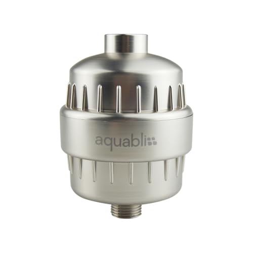 Aquabliss SF100 Daily Revitalize Shower Filter - Brushed Nickel | Reduces chlorine, sediment & heavy metals. Vitamin C infusion designed for sensitive, eczema-prone skin. No tools needed - color: Nickel