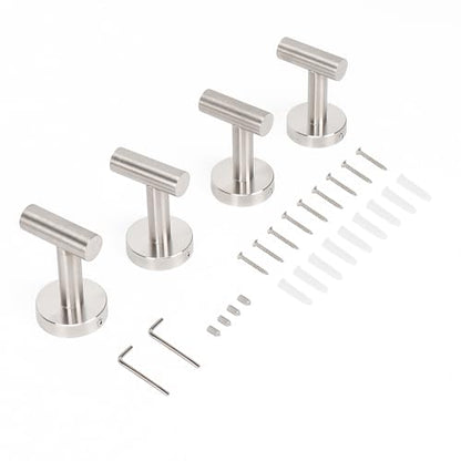 Livabber Bathroom Towel Hooks, 304 Stainless Steel Robe Shower Hooks Wall Mounted, Heavy Duty Towel Hangers for Bathroom Kitchen Bedroom (4 Pack, Brushed Nickel) - color: Brushed Nickel, size: 4 Pack