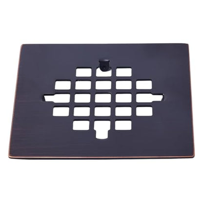 4-1/4 Inch Square Snap-in Shower Drain Oil Rubbed Bronze | 304 stainless steel Shower Strainer Grid, large flow anti-clog, 4.25 inch square size fits most household shower drains - color: Oil Rubbed Bronze