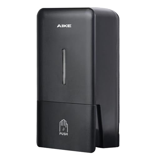AIKE Liquid Commercial Soap Dispenser,27oz for Bathroom Modern Black,AK1006 | No-Drill and Screw Dual Wall Mount Install Design for Space-Saving,Easy Push Easy Refill and Large Capacity for Commercial - color: Black