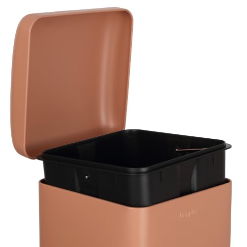 happimess Betty 8 Gal Step Trash Can Soft-Close Lid, Clay Rose | Removable Liner, Semi-Rectangular, Steel Pedal, Iron Powder Coated, 27" Height, Non-Skid Base - color: Clay Rose
