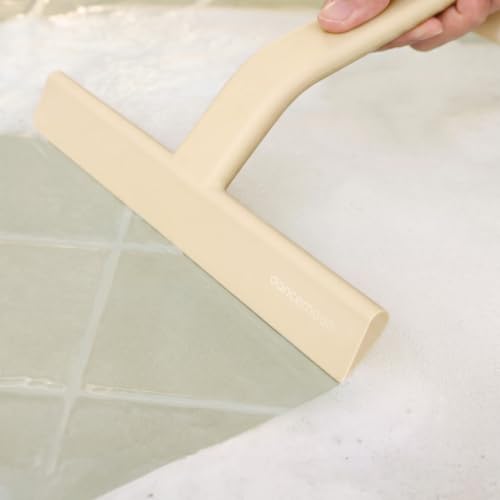 JustHang Shower Squeegee with Built-in Hook, 10'' Sand Beige | Award-Winning Design, All-One-Piece Soft-Touch Silicone, for Glass Door, Bathroom, Window, Mirror, Tile Wall, Car - color: Sand Beige