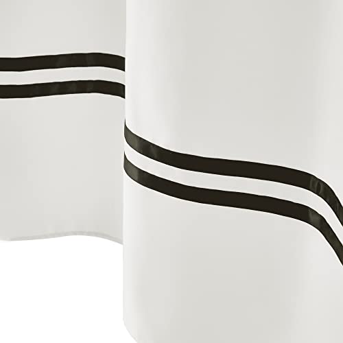 River Dream Stall Shower Curtain with Snap in Liner,No Hooks Needed Shower Curtain for Bathroom,Hotel Grade,Machine Washable,54" W×80" H,White,with Black Stripe and Magnets - color: Black Stripe, size: 54"W x 80"L (Pack of 1)