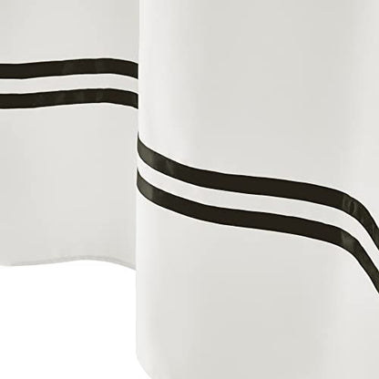 River Dream Stall Shower Curtain with Snap in Liner,No Hooks Needed Shower Curtain for Bathroom,Hotel Grade,Machine Washable,54" W×80" H,White,with Black Stripe and Magnets - color: Black Stripe, size: 54"W x 80"L (Pack of 1)