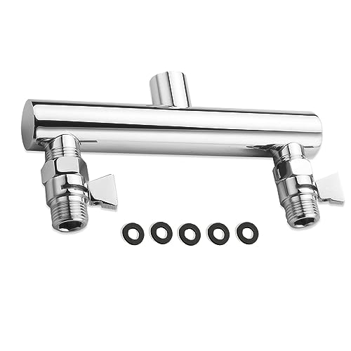 Dual Shower Head Manifold with Brass Shut Off Valve for 2 Fixed Shower Head Showering System Double Sprayer Manifold, Chrome - color: Chrome