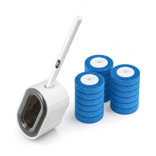 Disposable Toilet Brush and Holder Set, Wall-Mounted Automatic Closing Toilet Bowl Cleaner Kit with 18 Refill Heads, Deep Cleaning System for Hard Water Stains, No-Drill Easy Installation - size: Toilet Brush + 18Refills