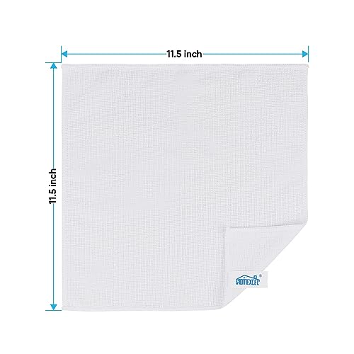 HOMEXCEL 24PK Microfiber Cleaning Cloth, Cleaning Rag for Home, 11.5x11.5in | Reusable, Lint Free, Scratch-Free and Highly Absorbent Towels for Kitchen, Window and Glass, Cars, White - color: White