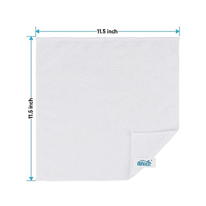 HOMEXCEL 24PK Microfiber Cleaning Cloth, Cleaning Rag for Home, 11.5x11.5in | Reusable, Lint Free, Scratch-Free and Highly Absorbent Towels for Kitchen, Window and Glass, Cars, White - color: White