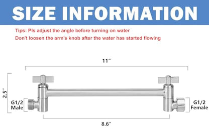 NearMoon Adjustable Shower Arm Universal Connection, Extension Arm, Adjust Angle to Upgrade Shower Experience, Easy to Install, Anti-leak (11 Inch, Brushed Nickel) - color: Brushed Nickel, style: 11 Inch Adjustale