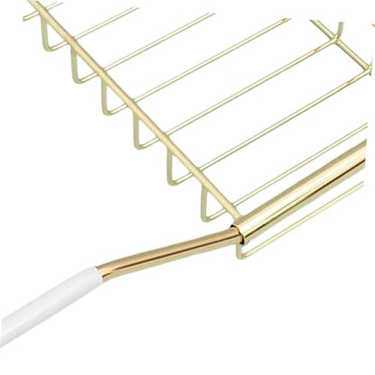 Luxshiny Stainless Steel Bathtub Tray Expandable - Shower Rack for Bathing Essentials Holder for Phone Soap Towels Reading Materials Finish - color: Golden