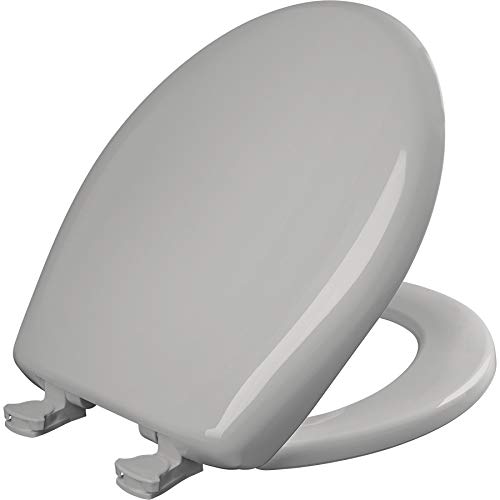 Bemis Classic Colors Slow Close Toilet Seat, Easy Clean Hinges and Durable Plastic Seat, Made in USA, Round, Silver - color: Silver, size: Round