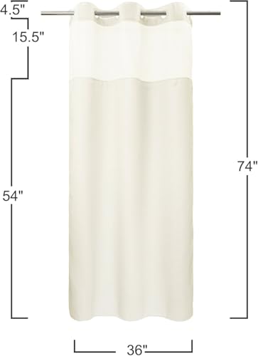 RiverDream Heavyweight Waffle No Hook Shower Curtain with Liner,Cream,36x74 | Dotted Waffle,Snap-in Liner,Heavy Duty,Quick Dry,Mesh Top Window,With Bottom Magnets,Hotel-Grade,Washable,Small Stall Size - color: Cream, size: 36"W x 74"L (Pack of 1)
