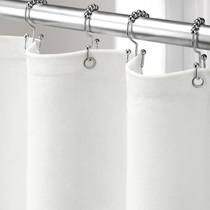 Linen Shower Curtain White Boho Farmhouse 48" W x 72" L | Linen Fabric, Boho Farmhouse, Woven Texture, Natural Cloth, Elegant Drape, Washable, Shower Curtain for Bathroom Bathtub - color: White, size: 48"W x 72"L