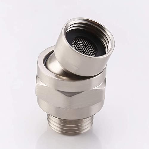Brushed Nickel Shower Extension Swivel Joint, Biveah Adjustable Shower Head Connector G1/2 Brass Shower Adapter, KSB011NA - color: Brushed Nickel