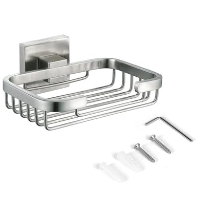 SEIDO Soap Dish for Shower Wall, 304 Stainless Steel Bar Soap Holder for Bathroom & Kitchen, Brushed Nickel Soap Saver Tray for Shower, 4.8" L x 3.2" W Internal - color: Brushed Nickel
