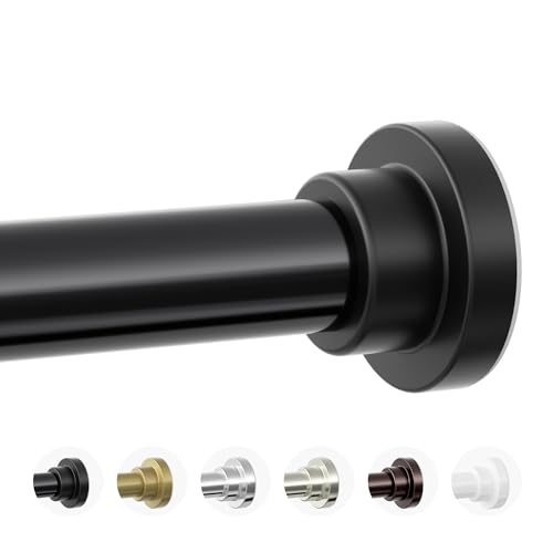 Mcrbeay Shower Curtain Rod, 1" Diameter Heavy Duty Tension Shower Rod, Non Slip Adjustable 28-102 inch No Drilling Shower Curtain Rods Spring Tension For Bathroom, Shower Stall, No Rust, Black - color: Black, size: 28-102 Inches