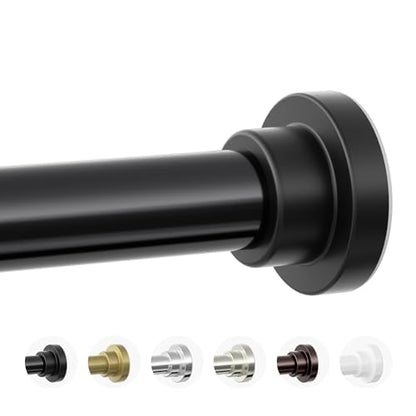 Mcrbeay Shower Curtain Rod, 1" Diameter Heavy Duty Tension Shower Rod, Non Slip Adjustable 28-46 inch No Drilling Shower Curtain Rods Spring Tension For Bathroom, Shower Stall, No Rust, Black - color: Black, size: 28-46 Inches