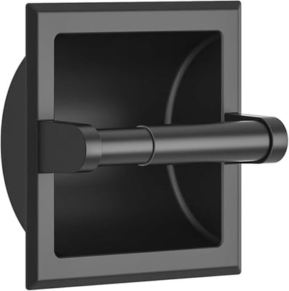 FORIOUS Recessed Toilet Paper Holder, Wall Mount Bathroom Tissue Holder | Matte Black | in Wall Toilet Paper Dispenser Insert | SUS304 Stainless Steel Rustproof | Bathroom Space Saving Design - color: Matte Black