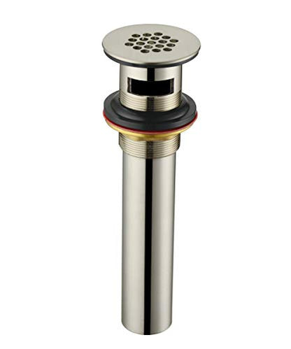 Purelux Grid Drain Strainer Assembly with Overflow for Bathroom Sink, Made of Brass Brushed Nickel - color: Grid_brushed Nickel
