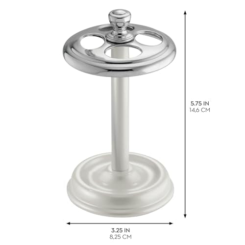 iDesign Toothbrush Holder, White/Chrome | 4-Section, Toothbrush Stand, For Bathroom Countertop - color: Pearl White/Chrome, style: Pack of 1