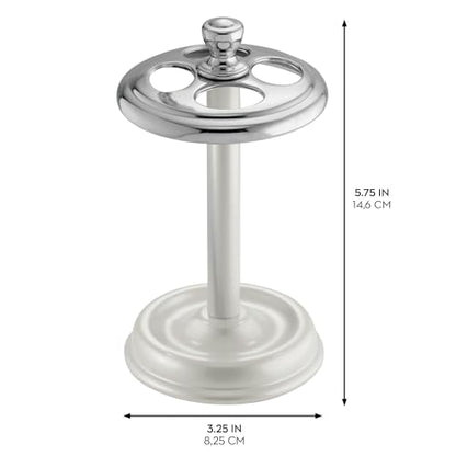 iDesign Toothbrush Holder, White/Chrome | 4-Section, Toothbrush Stand, For Bathroom Countertop - color: Pearl White/Chrome, style: Pack of 1