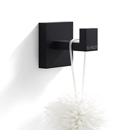 BUVLEOT Bathroom Towel Robe Hook, Wall Mounted, Matte Black,Single,071010-MB Les Series - size: Single Robe Hook - Les Series