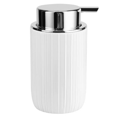 Soap Liquid Dispenser Ceramic with Easy-to-Press Pump Hand Liquid Dispenser for Shampoo Bathroom Countertop 13.5 oz - color: Liquid-stripes Silverwhite